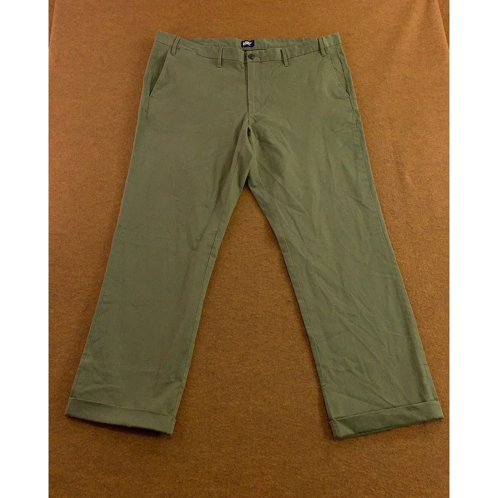 Lands End Mens 46 Green Traditional Fit Stretch Cuffed Chino Pants New